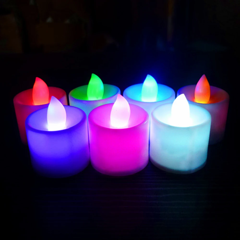 24 шт./компл. LED лампы в форме свечи светильник Батарея работает чай на новый год