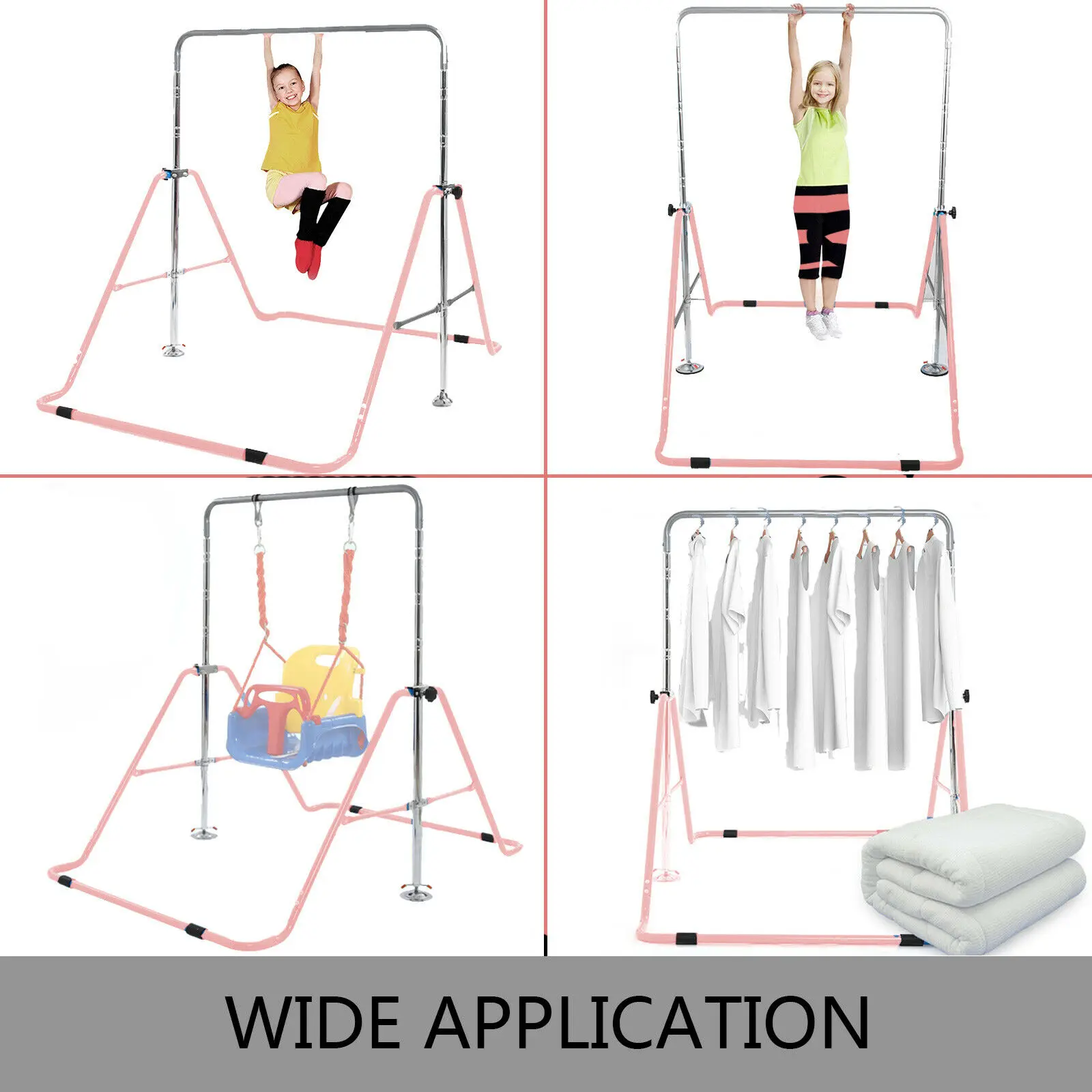 VEVOR Kids Adjustable Gymnastics Horizontal Bar 130LBS Kip Bar Climbing Tower Gym