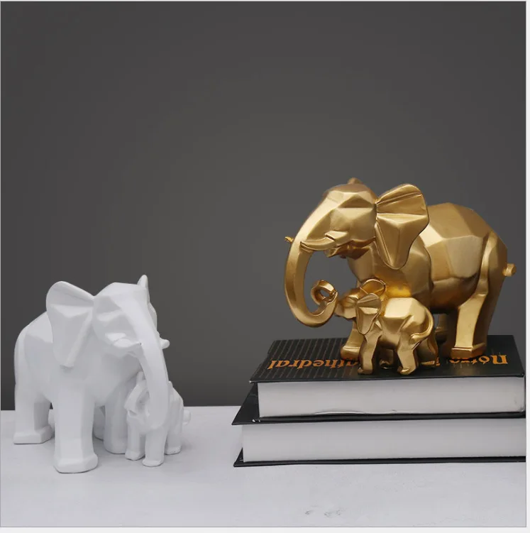 Статуя слона животного домашний декор смола геометрические фигурки слонов для
