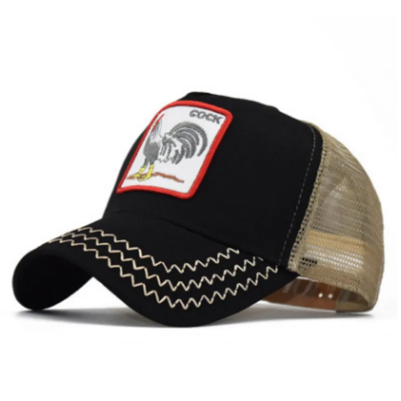 

Embroidery Cock Summer Mesh Cap For Men Adjustable Male Breathable Baseball Caps Outdoor Sports Hat Curved Snapback Hats Bones