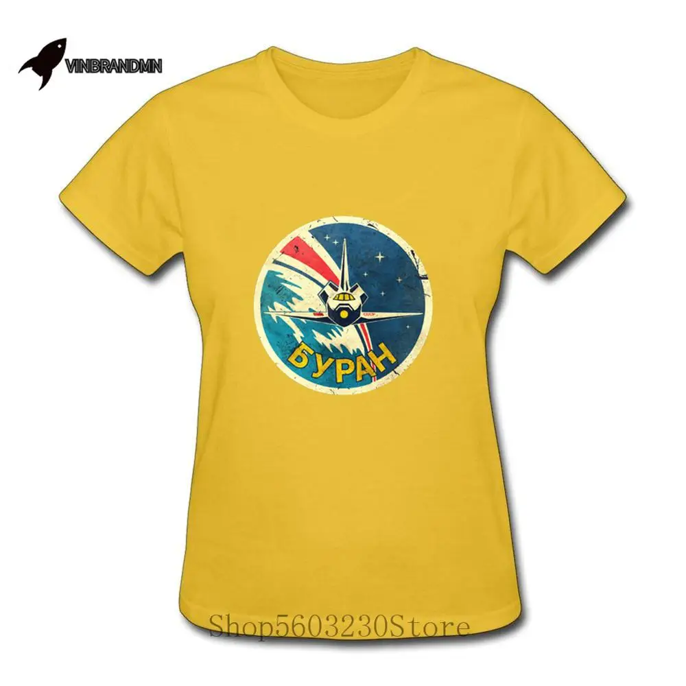Classic Space Shuttle Emblem V01 T-Shirt Woman Vintage Russia CCCP Yuri Gagarin T shirt Soviet Exploration Program Retro TeeS | Женская