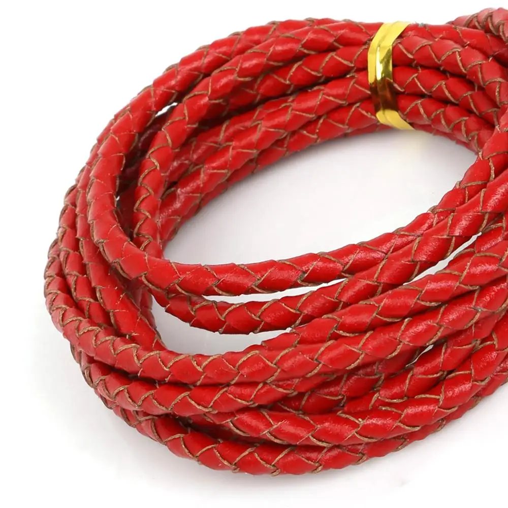 2M Dia 4mm 5 Colors Braided Genuine Lether Rope String Cord Fit Necklace Bracelet DIY Craft Making | Дом и сад