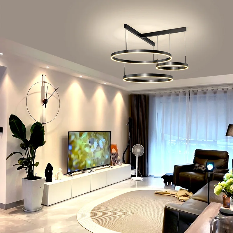 

Современная квадратная/круглая светодиодная люстра, потолочная лампа для столовой, гостиной, спальни, кабинета, коммерческое декоративное ...