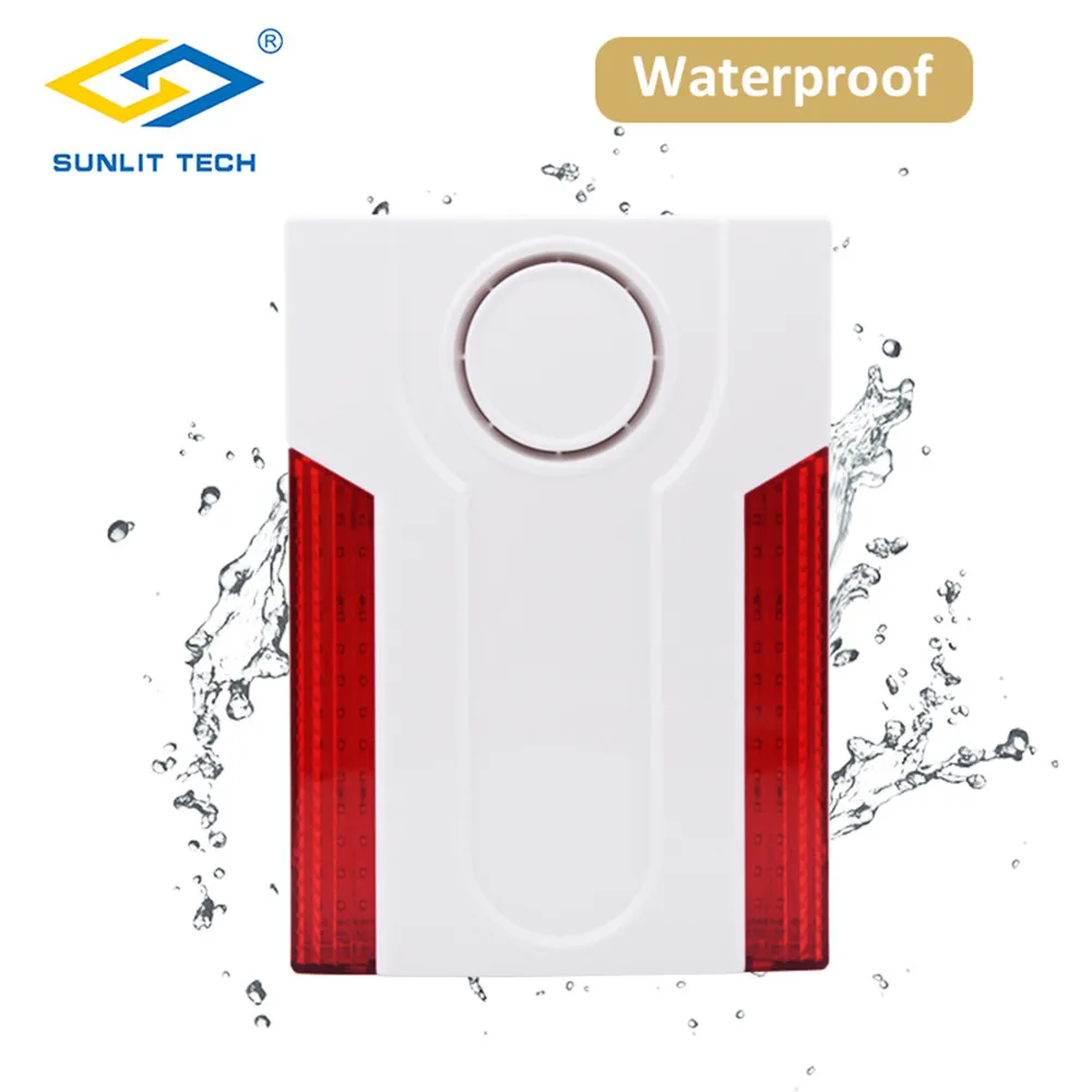 Беспроводной открытый Водонепроницаемый сирена 120dB мигающий светильник Системы