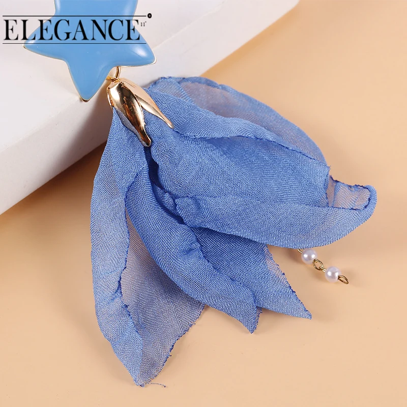 

Elegance Multi Color Dangle Earrings Jewelry Star Shape Pendant Earrings Chiffon Fine Drop Earring for Women