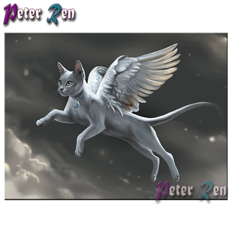 

5d cartoon animals Diamond Painting Angel cat diamond Embroidery full Square/round Mosaic Picture Rhinestone Home Decoration