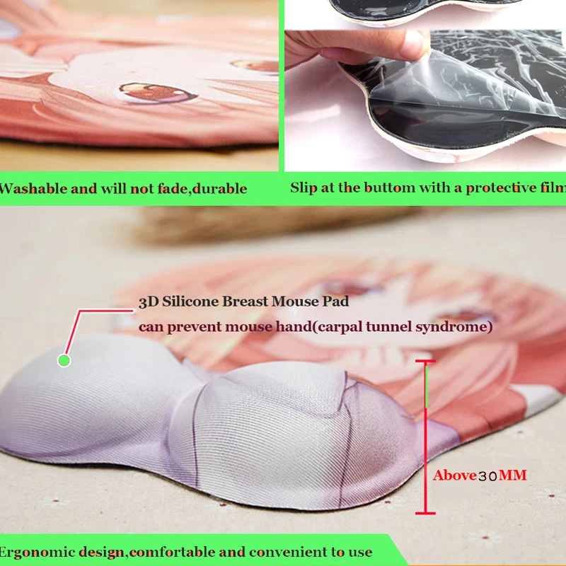 PINKTORTOISE коврик для мыши картонная 3D Грудь Коврик силиконовая подставка запястья