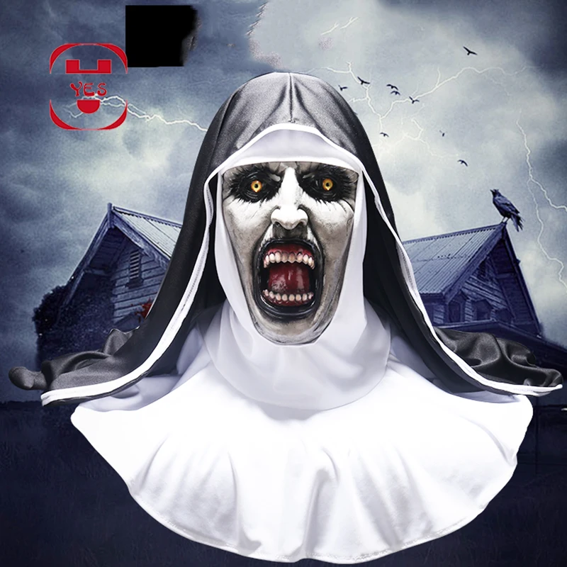 

Да монахини страшная маска с Valak страшные латексные маски Косплэй Valak с платок на голову шлем жуткий вечерние Делюкс Хеллоуин костюм вечерни...
