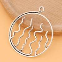 10pcslot large tibetan silver wave round charms pendants for necklace jewelry making findings accessories