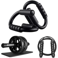 gym wheel set exercise ab roller wheel kit push up bar handles adjustable jump rope for indoor equipment