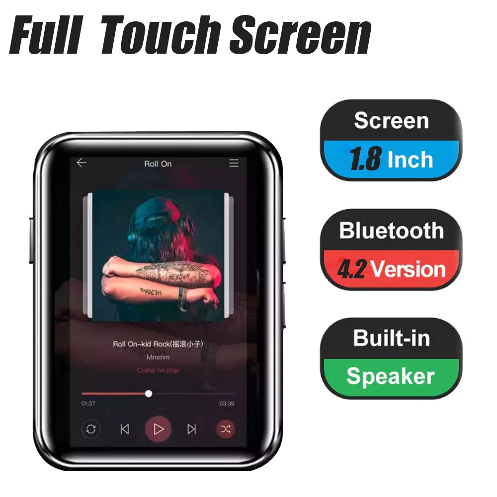 Mp3 плеер 2021x16 ГБ с сенсорным экраном Bluetooth 4 2 FM радио и наушниками|MP3-плееры| |