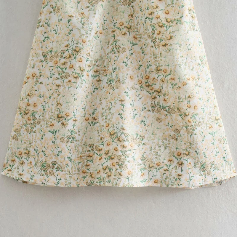 

2021 Spring Summer Short-sleeved Bow-knot Decoration Dress Women's Casual Flower Print Dresses