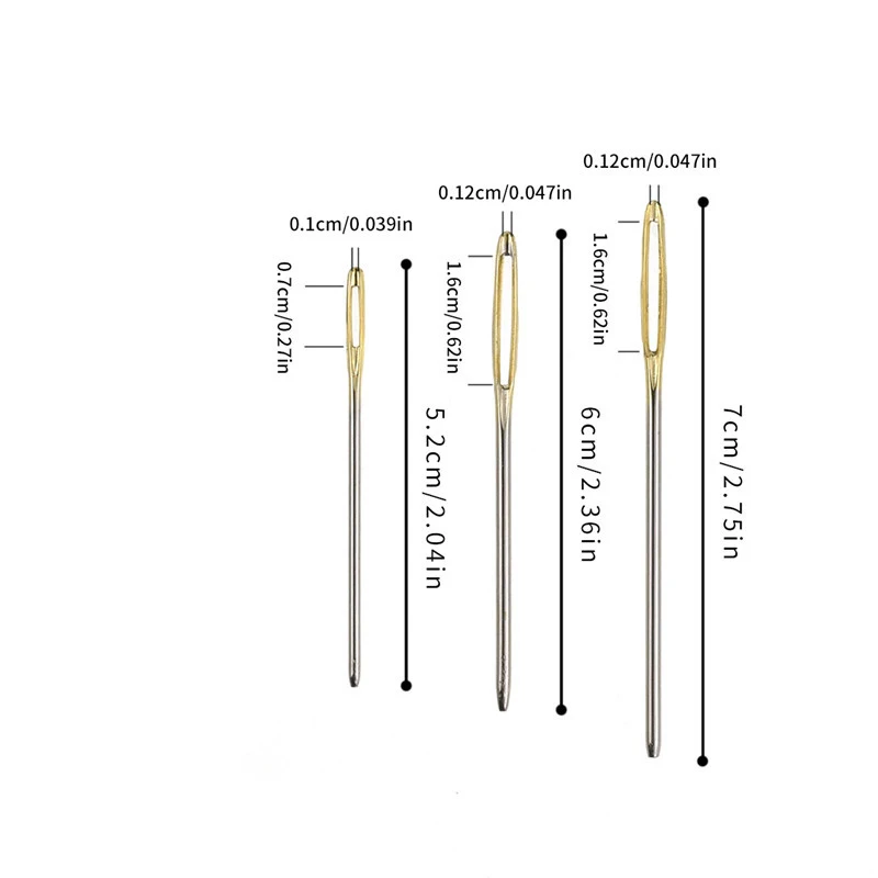 18Pcs Blunt Gold Tail Large Eye Needles Stainless Steel Mix Size 5.2-7cm Wool Sewing Embroidery Tapestry Tool For Women | Дом и сад