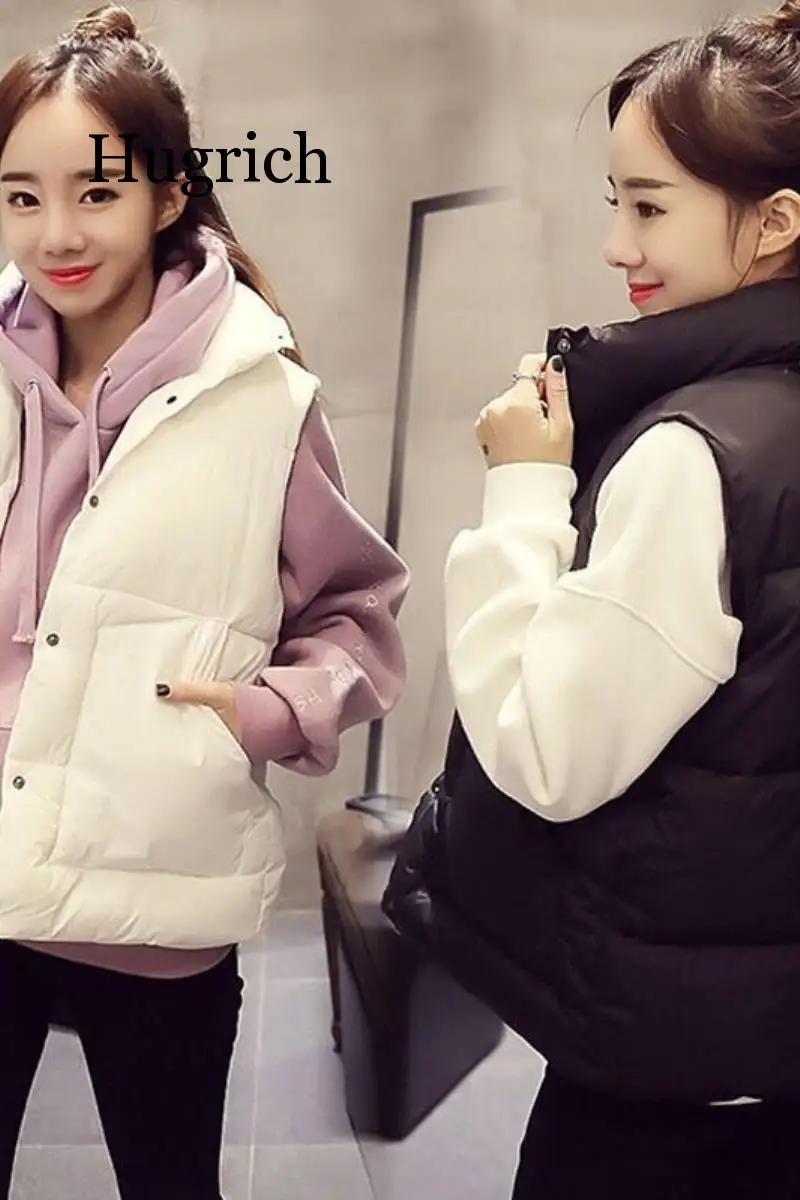 

2020 Winter White and Black Women Vest Newest Female Short Jackets Loose Wild Casual Jacket Down Vest Parkas Outerwear Clothes