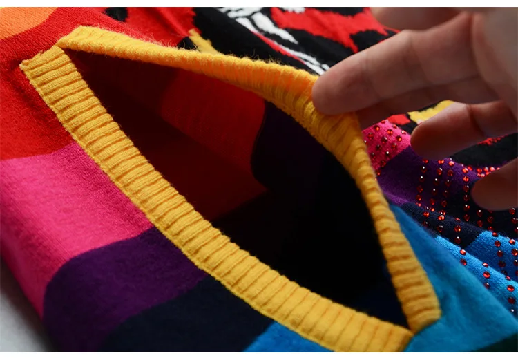 Женское пончо с тигровой головкой трикотажный подиумный пуловер радужными