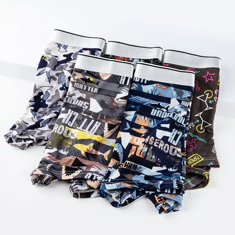 7Pcs/Lot Men Boxers Underwear Ice Silk Underpants Comfortable Man's Underwear Sexy Fashion Quick-drying Men Panty