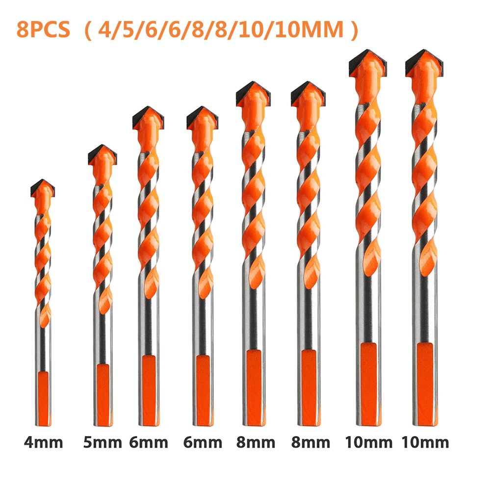 

8Pcs Construction Drill Bit Multi-functional Bits Set For Tile Glass Ceramic Marble 4/ 5/ 6 /6/8 /8/10/10mm