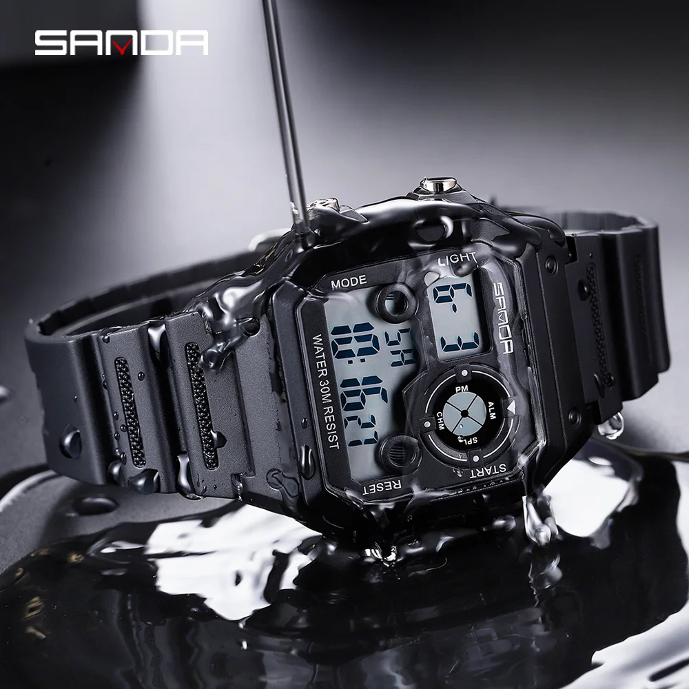Часы SANDA мужские спортивные армейские водонепроницаемые светодиодные цифровые |