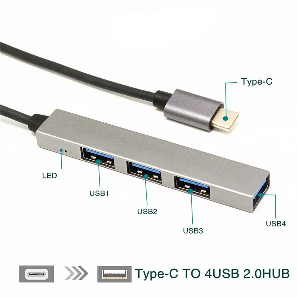 Концентратор USB C 4 порта Тип на 2 0 разветвитель преобразователь OTG адаптер