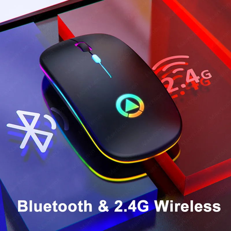 

2,4G Беспроводной Мышь Bluetooth Перезаряжаемые Мышь Беспроводной Cooler игровой для Светодиодный эргономичный Подсветка портативных ПК Мышь