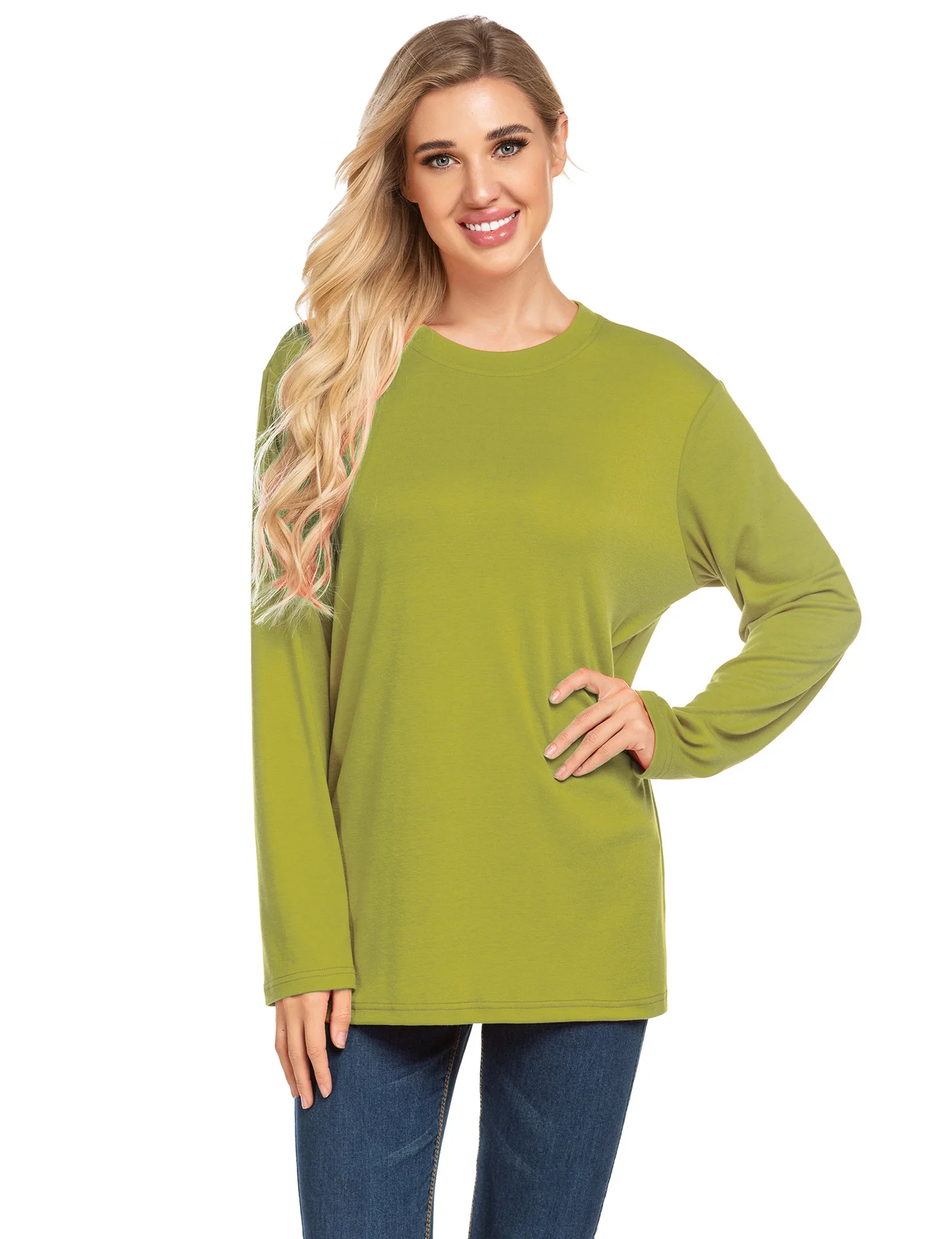 2020 Hot Sale Basic Underwear Thickened Fleece Long Sleeve T-Shirt Women Loose | Женская одежда