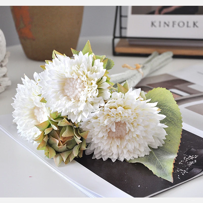 

3pcs/Bouquet Artificial Flower Silk Sunflower Simulation Flannel Plastic Flower Home Table Decoration For Wedding Christmas