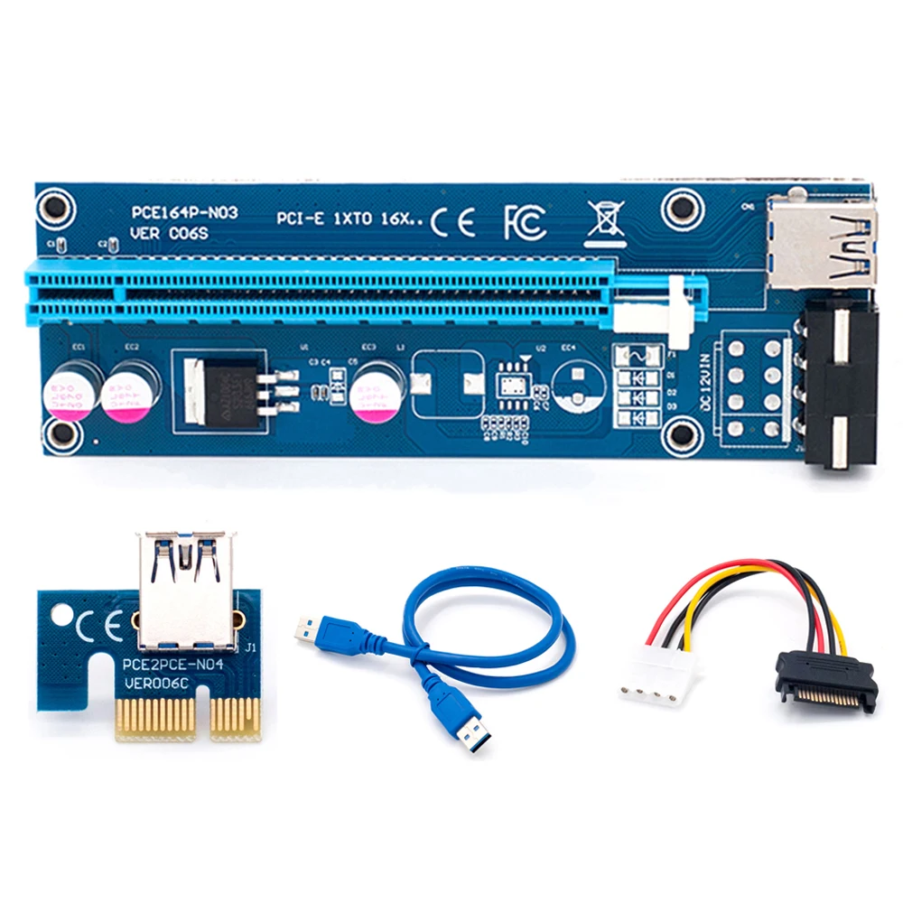 RGEEK USB 3.0 PCIE Riser 006 009S PCI Express X1 to X16 SATA 4Pin 6Pin Molex Power Spilitter Cable PCI-E for Video Card | Компьютеры и
