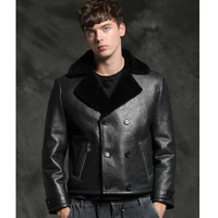 sani new sheepskin fur coat men short black natural thicken winter fur clothing genuine leather formal suit clothes