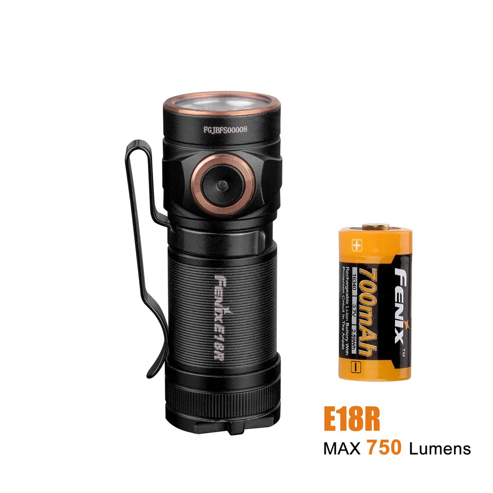 FENIX E18R EDC Перезаряжаемые фонарик Макс 750 люмен Магнитная Зарядка Портативный
