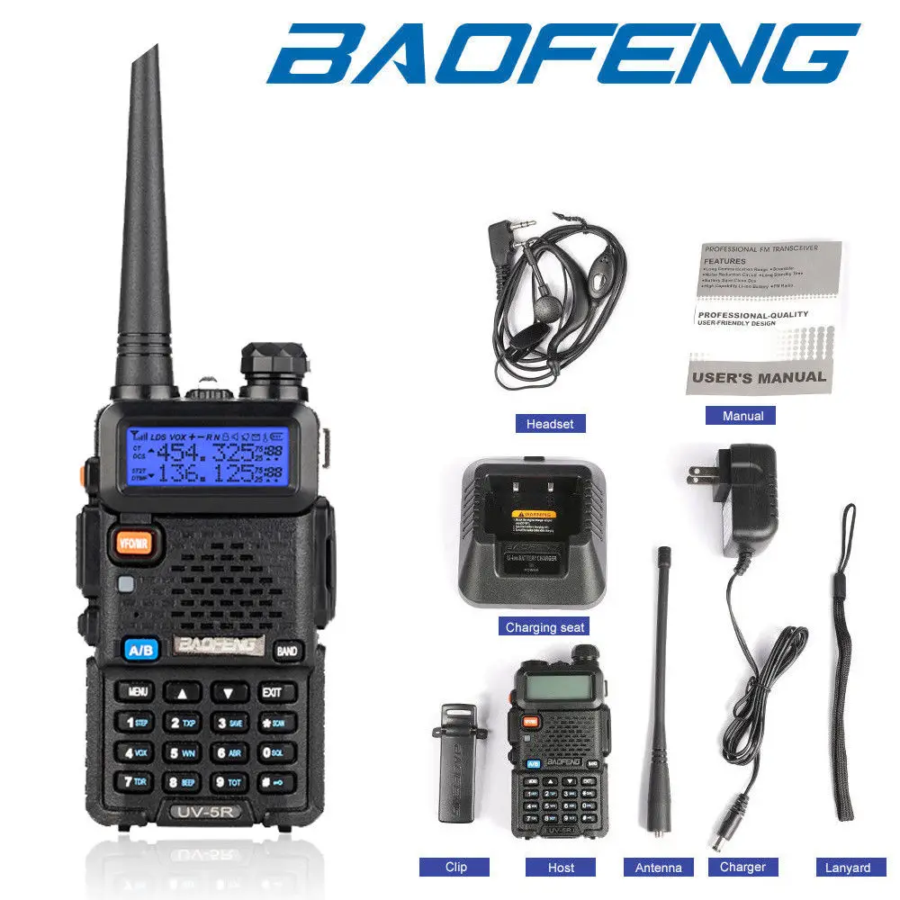 Портативная рация Baofeng с двойным дисплеем UV5R 5 Вт UHF VHF приемопередатчик UV 5R HF