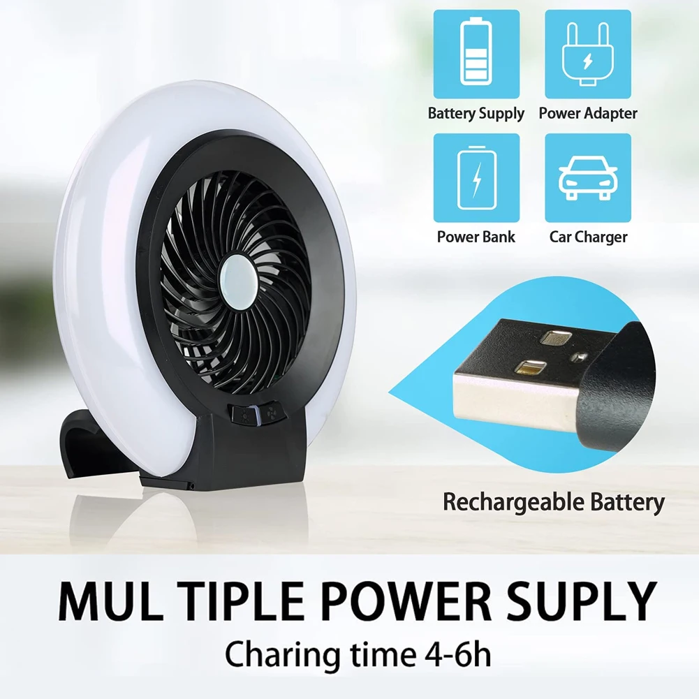 

USB Tent Light 5200mAh 2 In 1 Rechargeable Camping Fan Light Suitable For Camping Fishing Etc Night Lighting Emergency Light