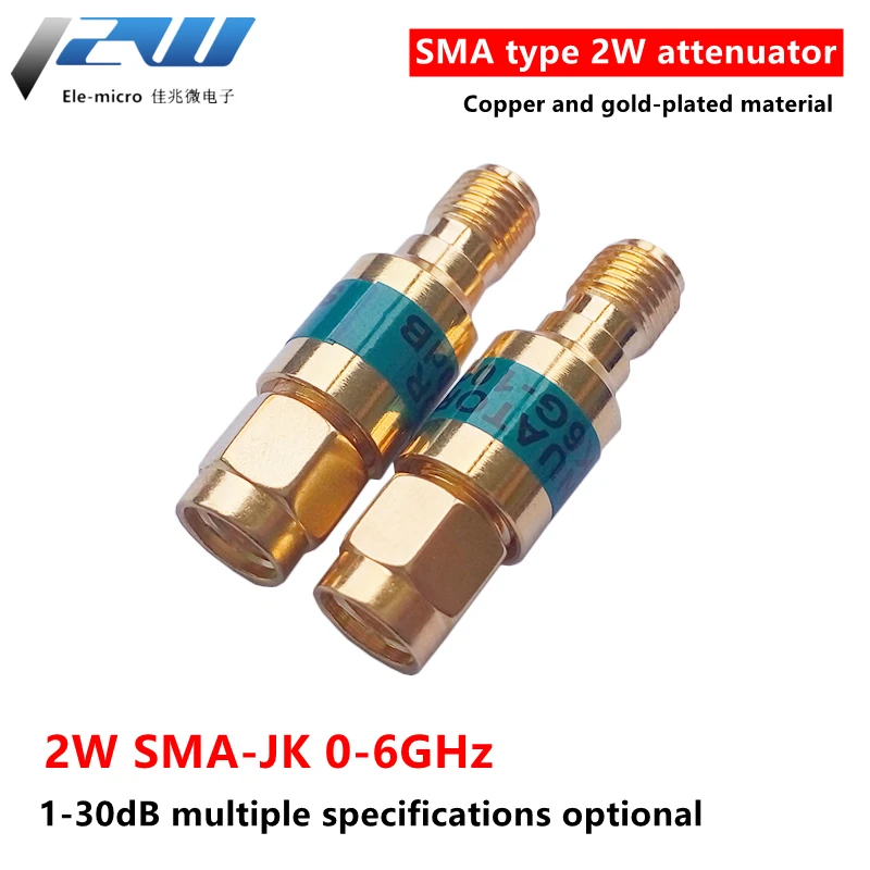 1PCS 2W DC-6GHz SMA Male to SMA Female Coaxial RF Attenuator, 1/2/3/5/6/10/15/30db Attenuator, SMA Fixed Connectors  Gold Plated