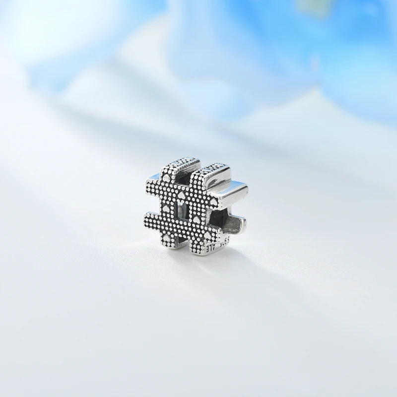 Suplush 100% 925 Sterling Silver Charm Beads For Original Brand Bracelet Charms Hashtag Symbol | Украшения и аксессуары
