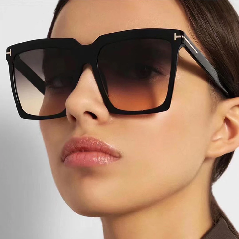 

Square Sunglasses Women 2022 Vintage Brand Oversize T Women's Sun Glasses Black Gradient Female Glasses Men.s Oculos UV400
