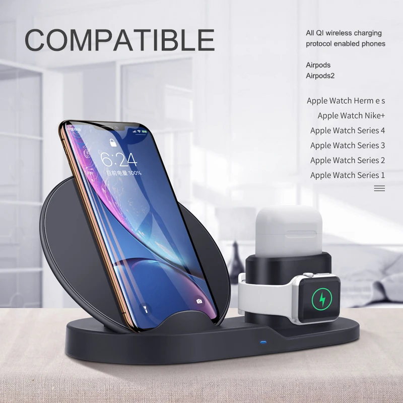 Беспроводное зарядное устройство Функция умножения 3 комбинируется в одном