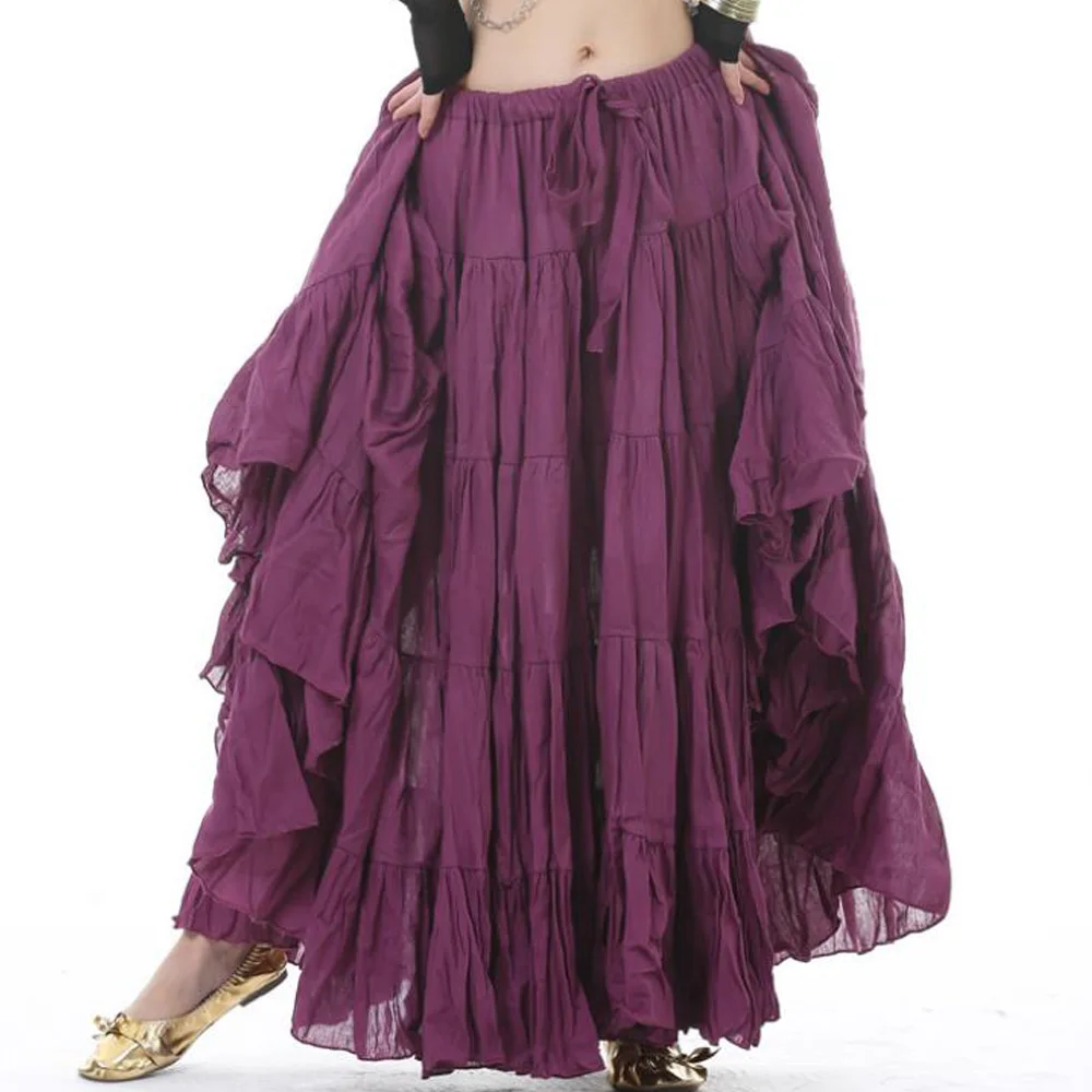 Gothic Steampunk Skirt Women 2021 Elastic Waist Cotton Linen Maxi Skirts Victorian Party Belly Dance Black Blue Green | Женская одежда