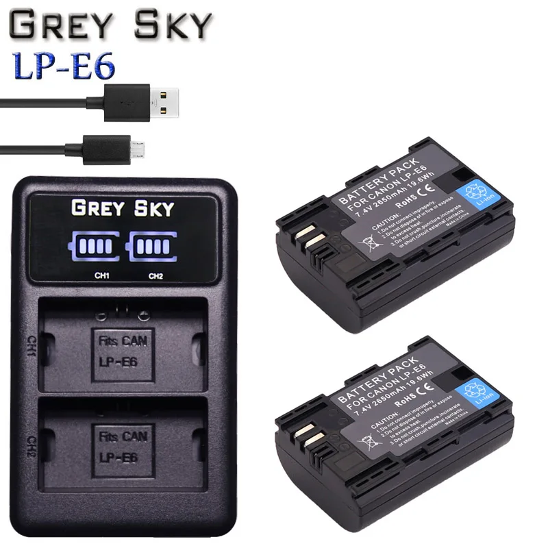 Аккумулятор и двойное зарядное светодиодный для Canon EOS 5DS R 5D Mark II III 6D 7D 70D