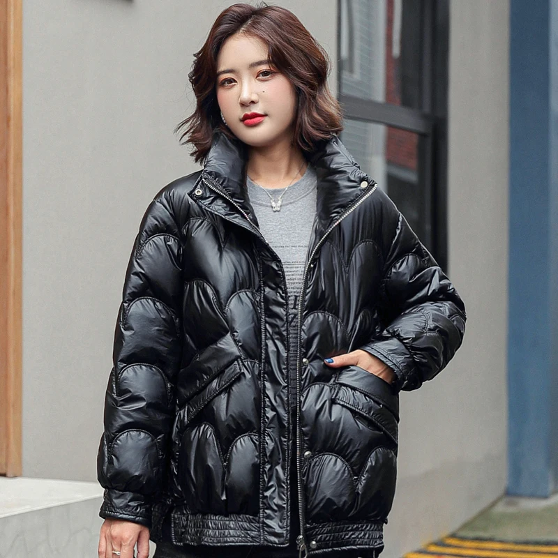 

Winter Black Jacket Woman Bubble Coat Women Parka Short Stand Collar Loose Fashion Korean Students' Winter Coat