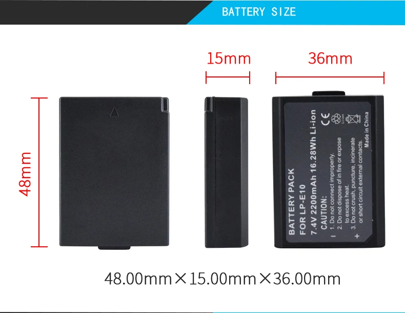 PALO 7,4 V 2200 мА/ч, LP-E10 LP E10 LPE10 цифровой Камера Батарея для Canon 1100D 1200D 1300D Rebel T3 T5 поцелуй X50 X70 Батарея L10