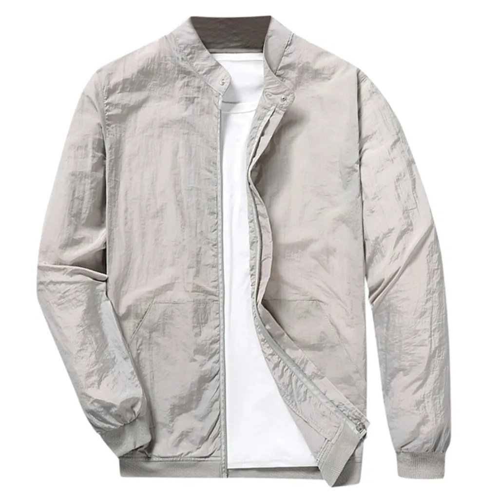 Куртка мужская с широкой талией модная повседневная однотонная длинным рукавом