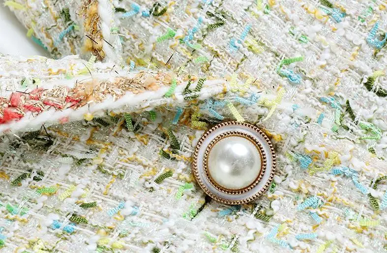 

European and American women's clothing 2020 winter new style Long sleeve single breasted Fashionable green tweed jacket