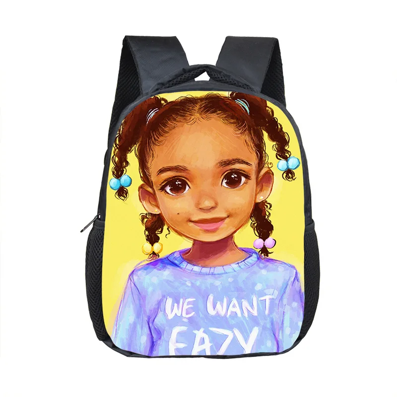 

African black girl kindergarten schoolbag children's burden reduction polyester backpack high capacity Student Backpack