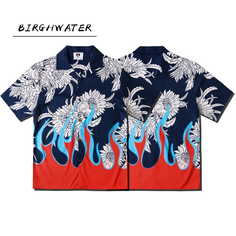 

Summer Men's Printed Hawaii Casual Shirts 2021 Brand Streetwear Men's Clothing Cardigan High-End Short Sleeve Dress Shirt
