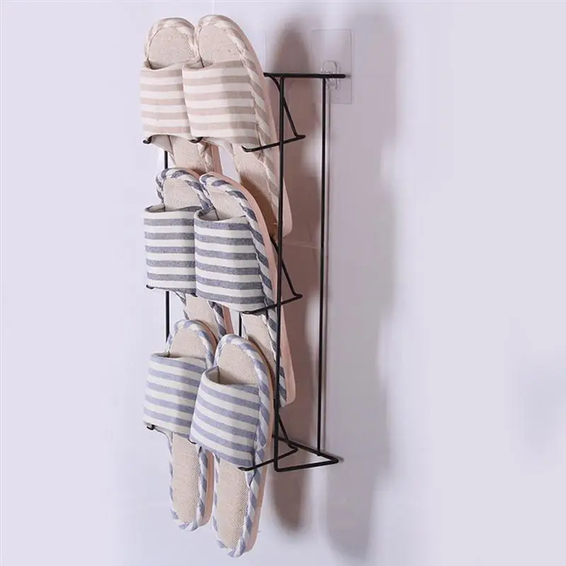 Многоярусная полка для обуви настенное крепление тапочек подвесная органайзер
