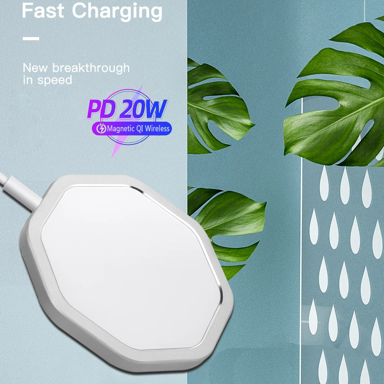 20W Magnetic Adsorption with USB-C Integrated Cable Portable Wireless Charger For 12 Pro Mini Max | Мобильные телефоны и