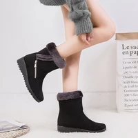 koovan womens winter boots thick fur 2021 new warm women snow boots side chain suede size 43 low heel casual shoes for mother
