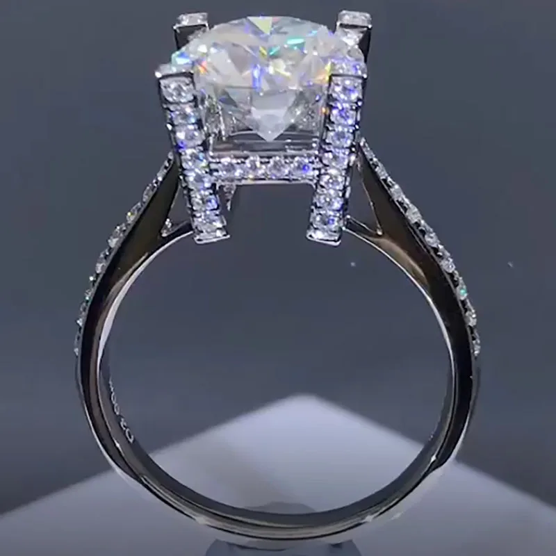 10K белое золото 1 2 3 4 5 карат круглое Moissanite бриллиантовое кольцо для женщин Свадьба