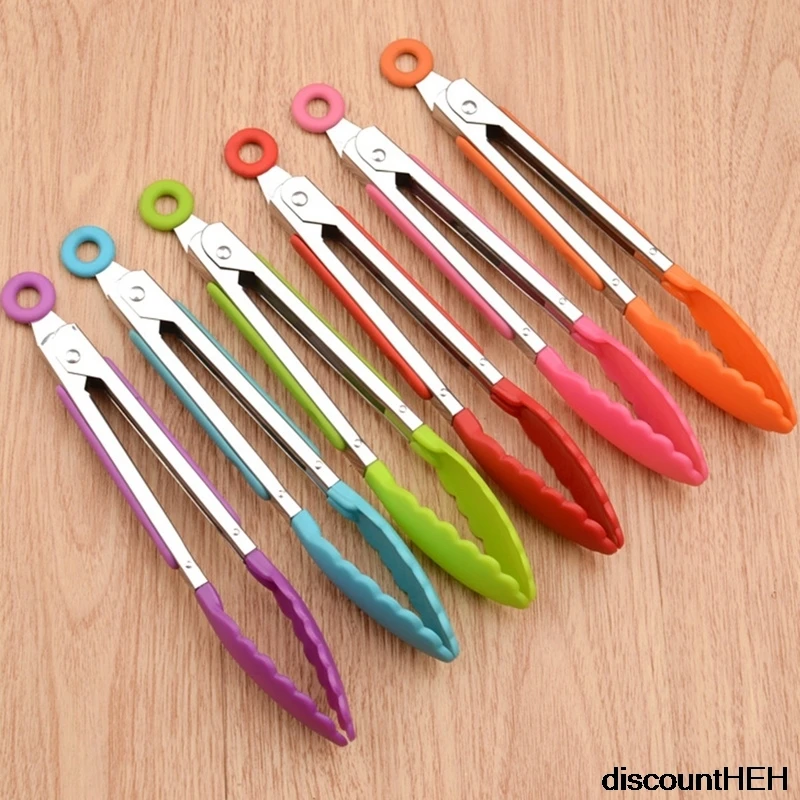 Силиконовые щипцы из нержавеющей стали 8 дюймов для приготовления пищи барбекю