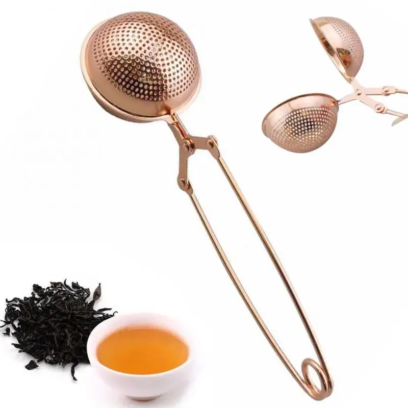 

Rose Gold Tea Infuser Stainless Steel Sphere Mesh Tea Strainer Coffee Herb Spice Filter Diffuser Handle Tea Ball Match Tea Bags