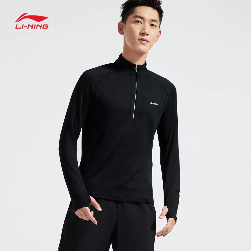 Li-Ning Мужская футболка для бега с длинным рукавом, облегающая, теплая, оболочка, 95% полиэстер, 5% спандекс, подкладка, спортивные топы ATLN147 MTL997